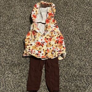 Floral Hooded Jumpsuit with Brown Pants